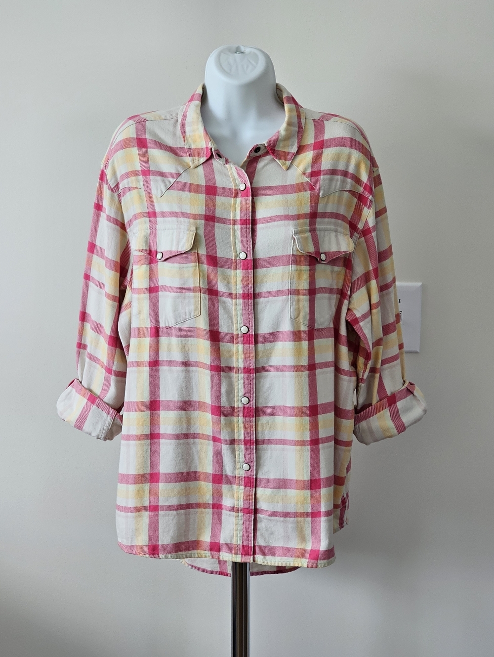 THE GREAT. The Heritage Shirt Cherry Blossom Plaid Size 2 / Med EUC - Picture 4 of 6